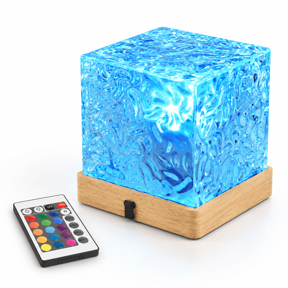 Rechargeable 16 Color Wave Projector Light, Waterproof Rotating Cube Water Ripple Mood Lamp