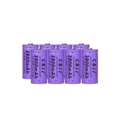 Rechargeable 16340 Battery 3.7V 2800mAh Battery for Streamlight, Headlights, Small Fan, Electronic Devices, Scooters, Doorbells, etc (Purple)