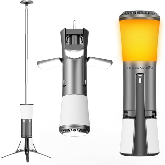 Rechargeable 18000mAh Camping Light with Stand , Telescopic Multifunction Lanterns 7500 Lumens LED Work Dimmable IPX7 Emergency Flashlight Emergency, Construction, Power Outages
