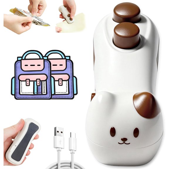 Rechargeable 2 in 1 Mini Bag Sealer with  and , 2026  Mini Bag Sealer, Small Heat Sealer for Chip Snack, Mini Design Sealing Machine Portable for Kitchen with Cute Snack