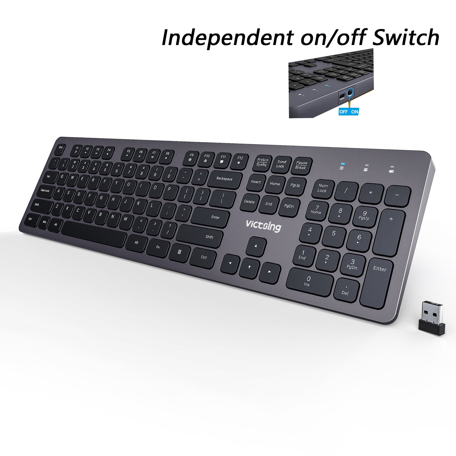 Rechargeable 2.4G Wireless Keyboard for Tablet PC Laptop Sleep Mode Low