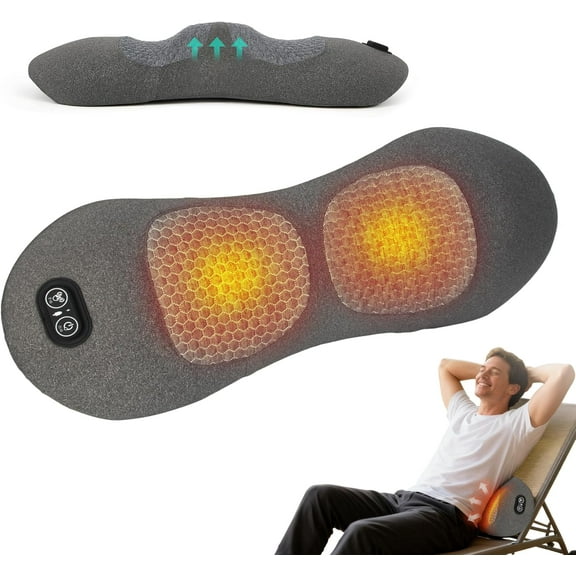 Rechargeable 3 In 1 Lumbar Support Pillow, Electric Lower Back Massager Waist Decompression Devices Heat Vibration, Premium Memory Foam, Provides Robust