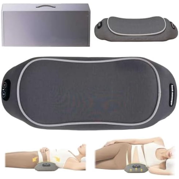 Rechargeable 3-in-1 Lumbar Massager with Heat & Traction - Portable Electric Back Support Pillow for Neck, Shoulder, Lower Back Pain Relief - Cordless Massager for Car, Office Chair, Sofa$$Bedding