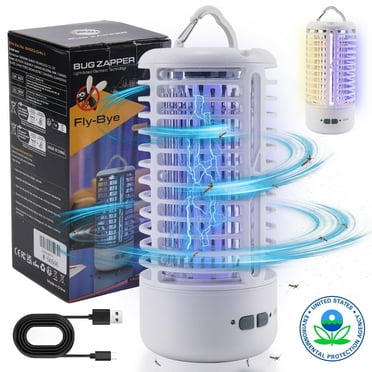 Rechargeable 3000V Electric Indoor Mosquito Bug Zapper Killer Detachable Fly Trap Waterproof Outdoor Insect Killer Pest Control Lamp 3 Modes White