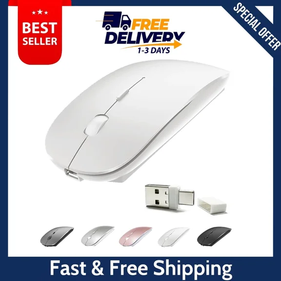 Rechargeable 4 Modes Bluetooth Mouse/Bluetooth 3.0/5.2+Usb-2.4G/Type-C Bluetooth