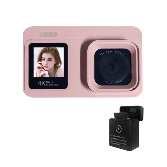 Rechargeable 4K Digital Camera 64MP Resolution Double Display 18x Optical Zooming Portable For Teens Outdoor Activity