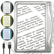 MAGNIPROS Rechargeable 5X Large Ultra Bright Page Magnifying Glass with 3 Color Light Modes & Anti-Glare Lens- Ideal for Reading Small Prints & Low Vision Seniors