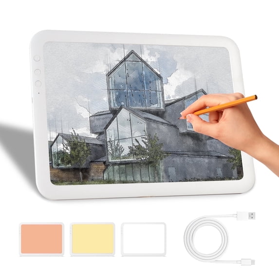 TOHETO Rechargeable A4 LED Light Box for Tracing, Wireless Light Drawing Board up to 8860 Lux Super Bright Light Pad for Cricut Weeding Vinyl