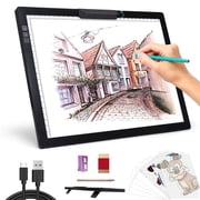 TOHETO Rechargeable A4 Light Box, Led Light Pad with Built-in Stand & Clip 6 Level Dimming Diamond Painting Light Board for Tracing Artists Drawing Animation