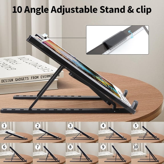 Rechargeable A4 Light Pad with Carry Bag & Stand,Ultra Thin Light Table with Clip,6 Levels of Brightness Light Box for tracing,Diamond Painting.led Light Board for Artists,Drawing,Sketching,Animation