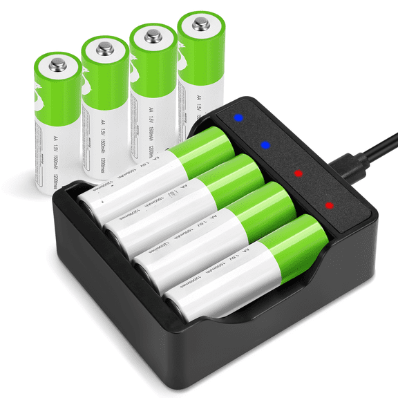 Rechargeable AA Batteries,1.5V 3600mWh Rechargeable Double A Battery Lithium 8 Pack with Charger
