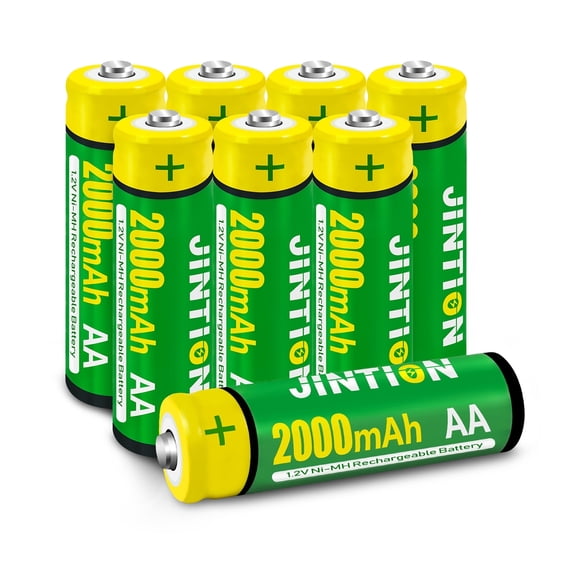 JINTION Rechargeable AA Batteries, 2000mAh 1.2V NiMH Double A Battery (Pack of 8)