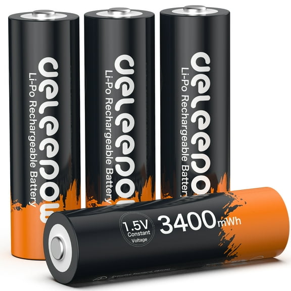 Rechargeable AA Batteries Lithium 1.5V 3400mWh, AA Lithium Rechargeable Batteries 4-Pack 1500 Cycle (Only Battery)