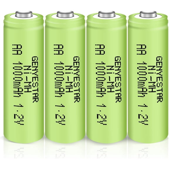 Rechargeable AA Battery NIMH 1.2V Double A 1000mAh 4 Pack Batteries Pre-Charged Low Self Discharge for Solar Lights Lantern Household Devices Replacement