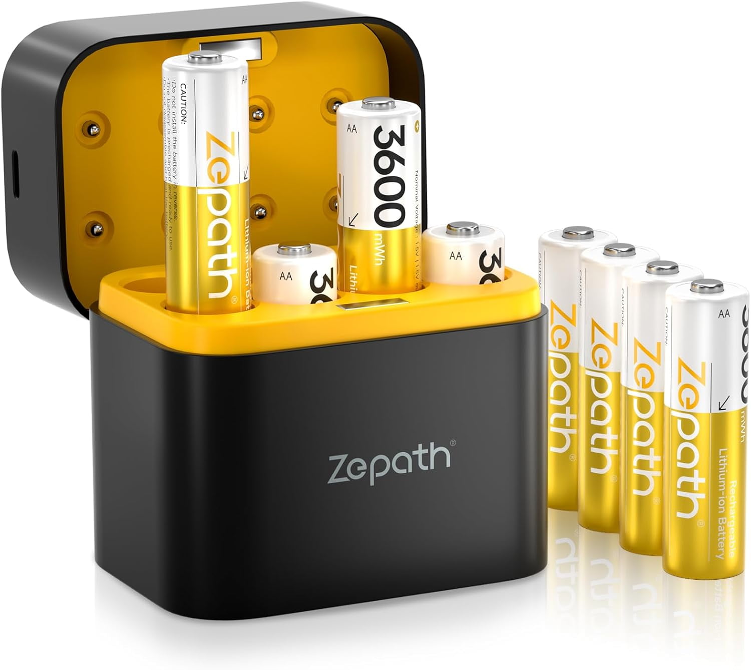 Rechargeable AA Lithium Batteries 8 Pack with Fast Charger, 3600mWh ...