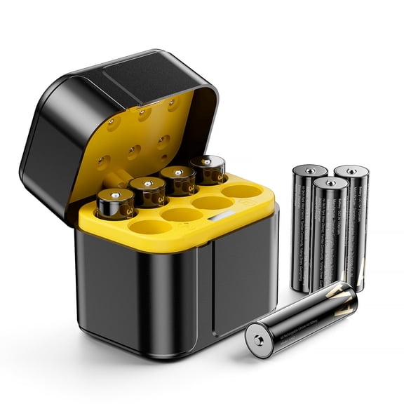 Rechargeable AA Lithium Batteries (8-Pack) with 8-Slot Fast Charger Case, 3700mWh 1.5V Constant Output, 2500 Cycles