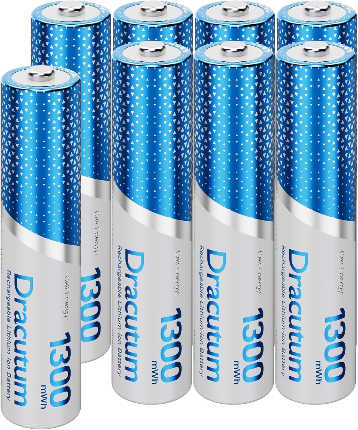 Rechargeable AAA Batteries 8 Pack, 1300mWh High Capacity 1.5V Lithium Batteries, 2000+ Cycles Long-Lasting Triple