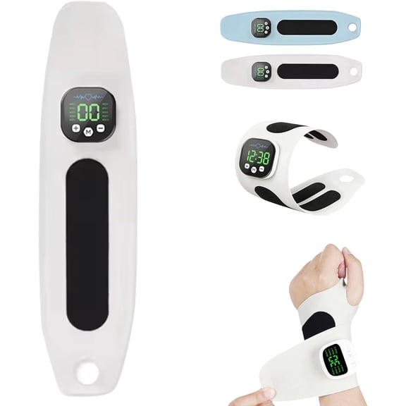 Rechargeable Adjustable Electric Wrist Massager Ergonomic 360 Support, Portable Cordless Hand Heating Pad with 9 Modes, Magnetic Detachable Design, 29 Intensity Levels