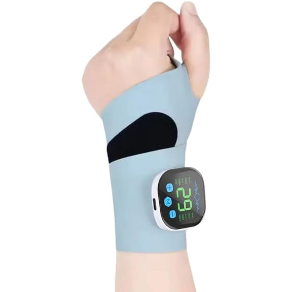 Rechargeable Adjustable Electric Wrist Massager, Portable Cordless Hand Heating Pad with 8 Modes, 30 Intensity Levels, Wrist Massage Machine Wearable Hand Heating Pad for Daily & Sports