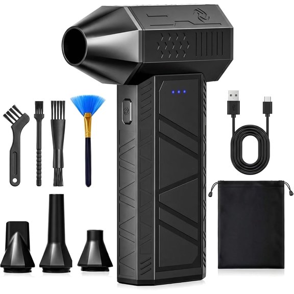 Rechargeable Air Duster - Electric Cordless Blower for PC & Keyboard Cleaner, 110K RPM Handheld Can Replacer for Electronics, (Portable & Lightweight)