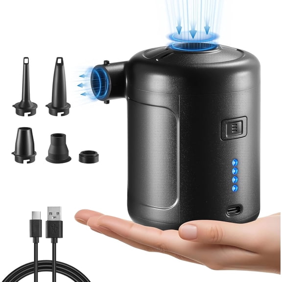 Rechargeable Air Mattress Pump, 6000mAh Battery Powered Pump for Inflatables, 400L/min Portable Quick-Fill Inflate & Deflate Beds, Pool Floats, Vacuum Storage Bags