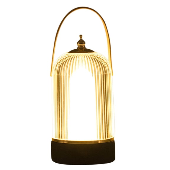 Rechargeable Ambient Light Soft Light Beam Lamp Portable Wireless Birdcage Desk Lamp Dimmable Touch Control 10 cm Diameter 19 cm Height Metal and Acrylic