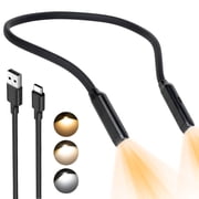 Rechargeable Anion LED Neck Light, 3-Color & Stepless Dimming Reading Lighting, Bendable Neck Light, Perfect Book Light for Reading in Bed, Knitting, Camping, Repairing, Book Lovers Gifts Black