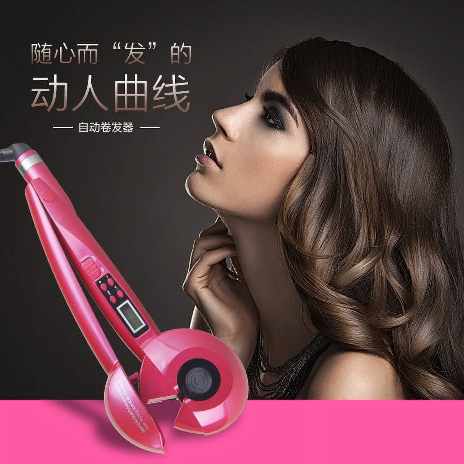 Rechargeable Auto-Rotate Curling Iron Cordless - 6 Temp & Smart Sensor, Ceramic-Tourmaline Barrel for Salon Waves with LCD Display