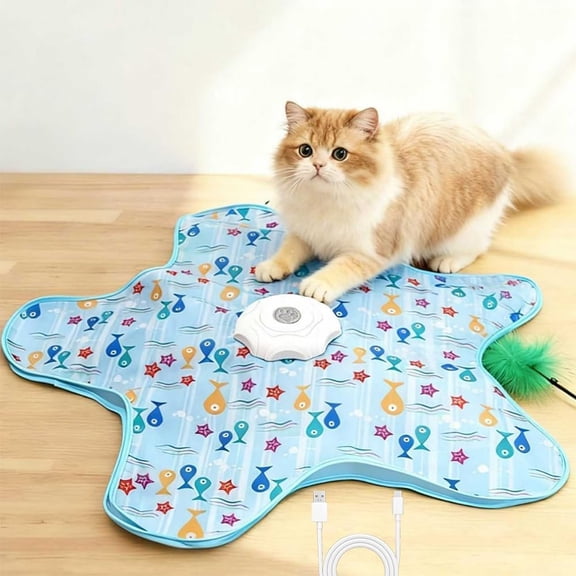 Rechargeable Automatic , 3-Mode -Activated Interactive with Random Motion, Concealed & Squeaky Sound for Indoor Cats & Kittens (Blue)