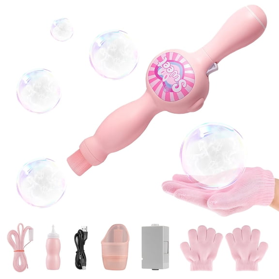 Rechargeable Automatic Fog Smoke Bubble Machine with Colorful Lights & Music, Magic Elastic Smoke Bubble Wand for Summer, Christmas & Birthday Parties