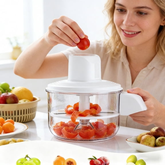 Rechargeable Automatic Fruit & Vegetable Peeler, Electric Potato/Grape/Garlic Skin Remover with Detachable Parts, Multi-Function Peeling Machine for Home Kitchen Easy Cleaning