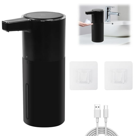 Dongyi Rechargeable Automatic Soap Dispenser Touchless-14oz Foaming Hands-Free for Bathroom & Kitchen,Wall Mount Adjustable,Smart Sensor,Black