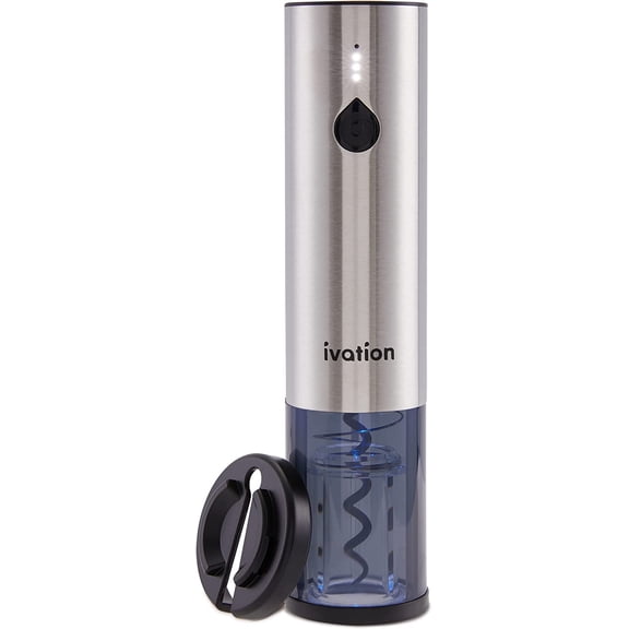 Rechargeable Automatic Wine Opener | Electric Cork Extractor Tool with Lithium Battery, LED Lights, USB Charging Cable, Bonus Foil Cutter & Elegant Gift Box | Uncorks 50 Bottles Per Charge