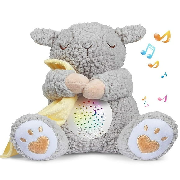 Rechargeable Baby Sleep Soother, Mom's Heartbeat Babies Cry Sensor Lullabies & White Noise Sound, Nursery Decor Night Light Projector Toddler Crib Sleeping Aid, Boys & Girls Shower Gifts