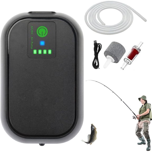 Rechargeable Bait Aerator with 2000mAh Battery for Live Bait, Portable Aquarium Air Pump