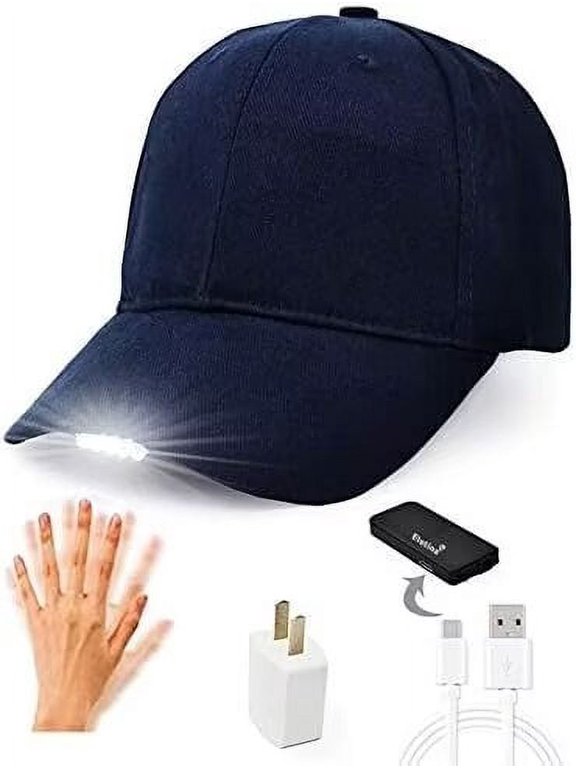 Rechargeable Baseball Cap LED Headlight with USB Cable and Battery, Suitable for Outdoor Camping Night Fishing, Mountain Climbing, Night Riding/Hiking and Auto Repair (Tibetan)
