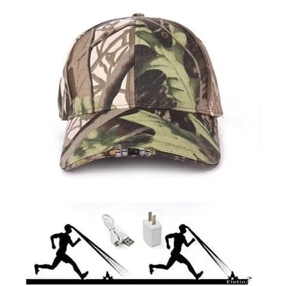 Rechargeable Baseball Cap Sensor LED Headlight with USB Cable and Battery, Suitable for Outdoor Camping Night Fishing (Army Green) Night Running, Night Riding/Day and Night
