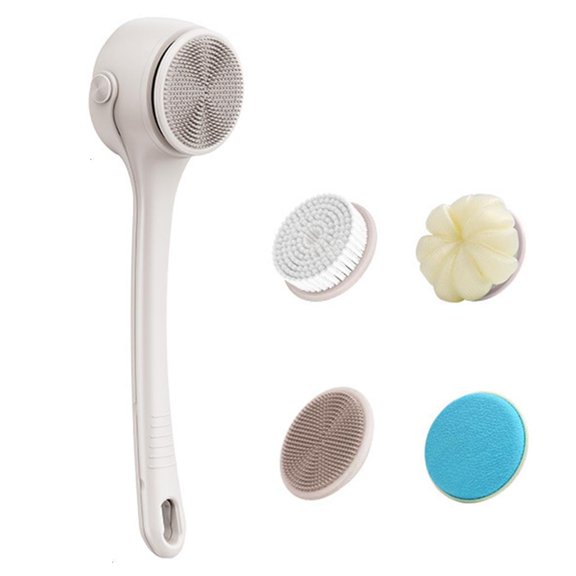 Rechargeable Bath Brush Shower Brush Back Exfoliating Tool With Double Handle