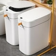 thumbnail image 1 of Rechargeable Bathroom Trash Can with Lid(battery/charging cable not included),Motion Sensor Trash bin Automatic Touchless, Auto-Adsorption Slim Smart Kitchen Garbage Can for office, 1 of 10