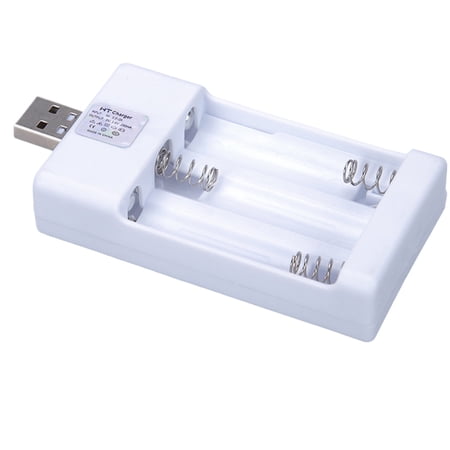 Rechargeable Battery Charger, Double A Battery Charger USB Rechargeable, LED Indicator Battery Charging Station, NiMH Battery Charger with Independent Slots