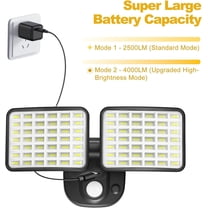 Rechargeable Battery Operated Light, 2500&4000LM Motion Sensor Security Light(1-3 Months Endurance), USB Charging LED Flood Outdoor for Garage/Yard/Entryways//Garden (2 Pack)
