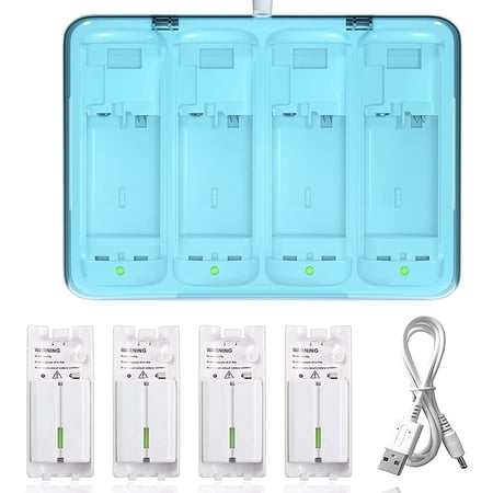 Rechargeable Battery Pack for Wii/Wii U Remote Controller,4 Pack 2800mAh Replacement Batteries and 4 Ports Charger Station for Wii/Wii U Remote Controller Battery