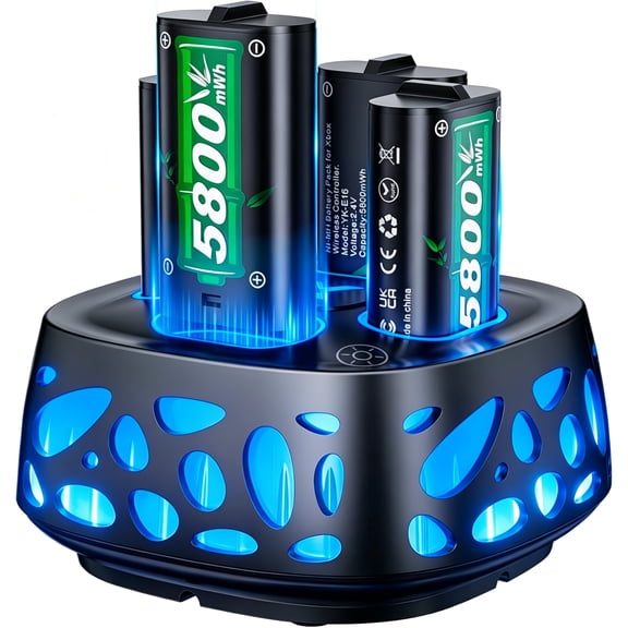 Rechargeable Battery Pack for Xbox with Charger, 4x5800mWh Fast Charging Rechargeable Battery Packs for Xbox Controller Batteries for XboxOne Series X|S,One S/X,Xbox one Cases and Storage Sets