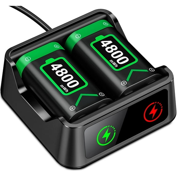 Rechargeable Battery Pack for Xbox, ESYWEN Charger with 2x4800mWh Battery Pack for Xbox Series X|S/Xbox One/S/X