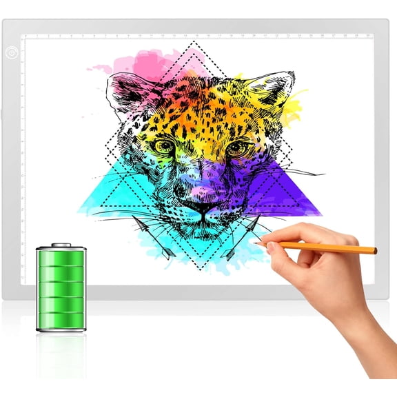 Rechargeable Battery Powered Light Tracing Box, Ultra-Thin Adjustable USB Power Artcraft LED Trace Light Pad Size A4 for Drawing, Streaming, Sketching, Animation, Stenciling (Silver)