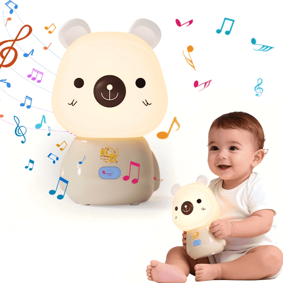 Rechargeable Bear Night Light with APP Control, Adjustable Timer, Multiple Lighting Effects, Bluetooth Speaker, Alarm Clock, Portable Kids Bedside Lamp