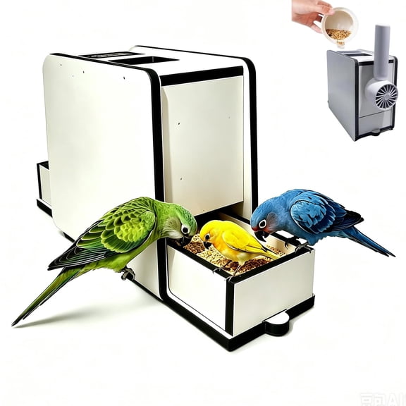 Rechargeable Bird Seed Shell Separator, USB Charging Wooden Grain Sheller Machine with Fan, Automatic Seed Separator Tool for Macaws Parrot Sparrow Parakeet Conures (with a Handheld Fan)