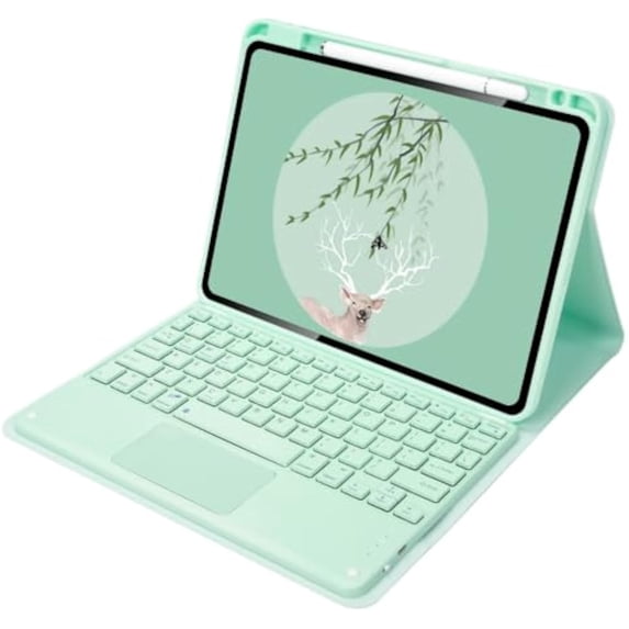 Rechargeable Bluetooth Keyboard Case with Trackpad for iPad 10th Generation 2022 10.9 Inch, Folio Stand Protective Cover with Pencil Holder, US English Layout,Mintt
