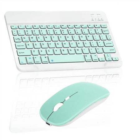 Rechargeable Bluetooth Keyboard and Mouse Combo Ultra Slim Full-Size Keyboard and Ergonomic Mouse for 9X Pro and All Bluetooth Enabled Mac/Tablet/iPad/PC/Laptop - Teal