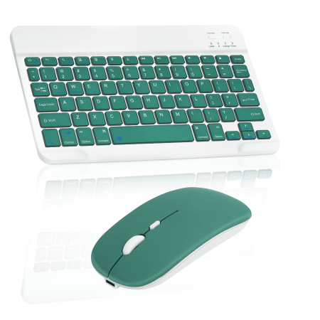 Rechargeable Bluetooth Keyboard and Mouse Combo Ultra Slim Full-Size Keyboard and Ergonomic Mouse for Axon 30 Ultra 5G and All Bluetooth Enabled Mac/Tablet/iPad/PC/Laptop - Jade Green